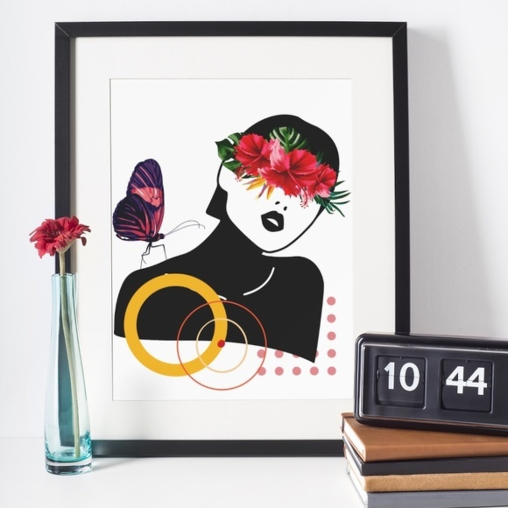 Modern Wall Art Print Tropical Girl Unframed - Picture 2 of 11